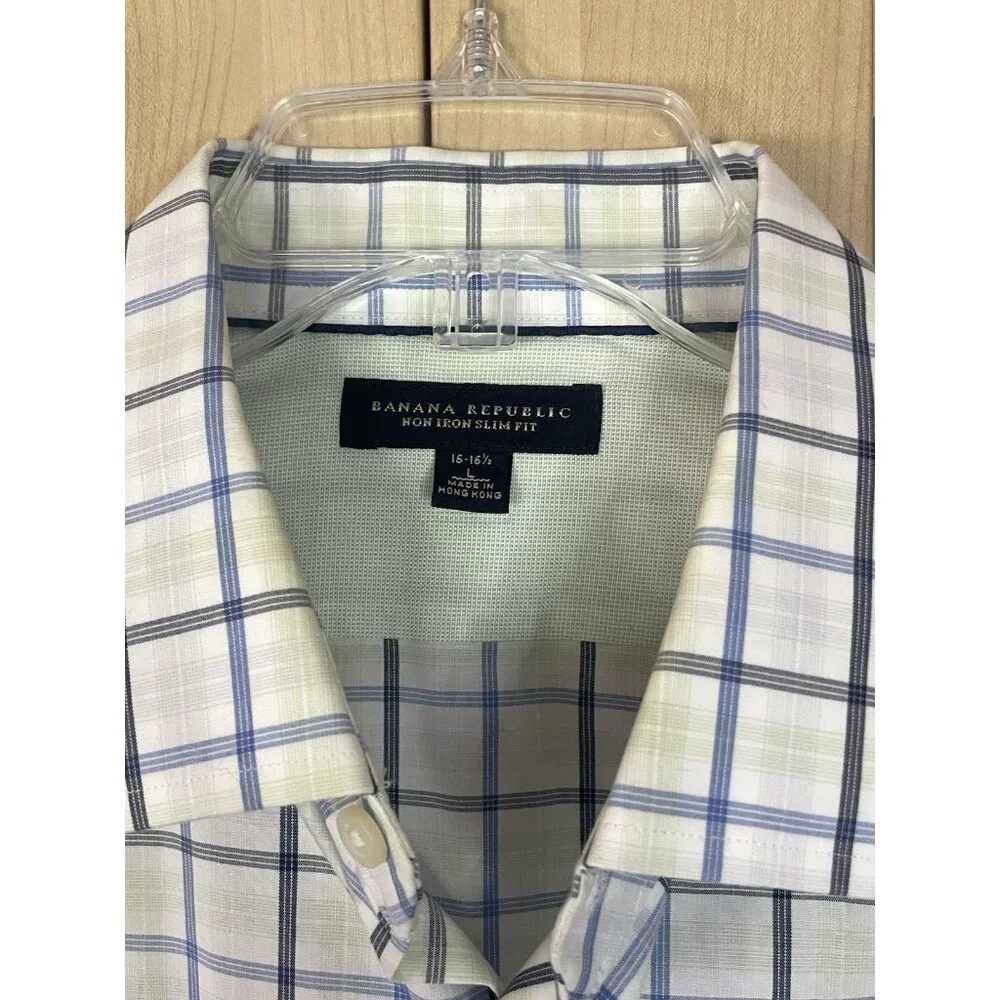 Banana Republic Men’s Long Sleeve Button Down Shirt Slim Fit Blue Plaid L Preppy